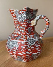 Masons Ironstone Antique Bandana Hydra Jug Red Foo Dog Design Pitcher Pottery