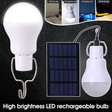 Solar Powered Shed Light Bulb LED Portable Hang Up 15W Lamp Hooking Chicken Coop