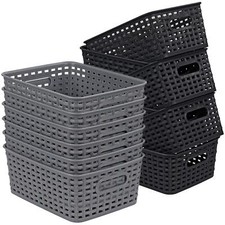 Handy Plastic Rattan Storage Basket Small Weave Basket Box Crate Office Kitchen