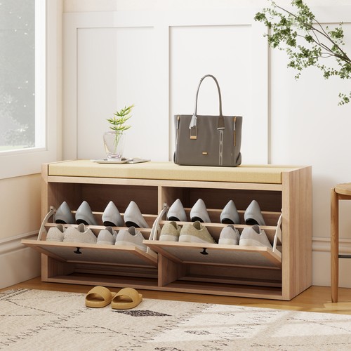 Homcom rattan shoe bench with - rattan,