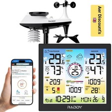 Raddy WF-120C Professional Wi-Fi Weather Station Wireless 10" Color Display