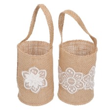 2pcs Flower Girl Basket Wedding Flower Girl Basket with Ribbon Decoraiton