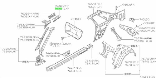 Rail side roof outer - side, for