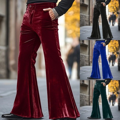 Mens bell bottom velvet - velvet, pants