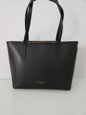 Ted Baker Enamel Bar Xhatch Tote Shopper Bag -Black
