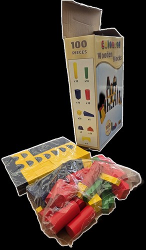 100 piece coloured wooden