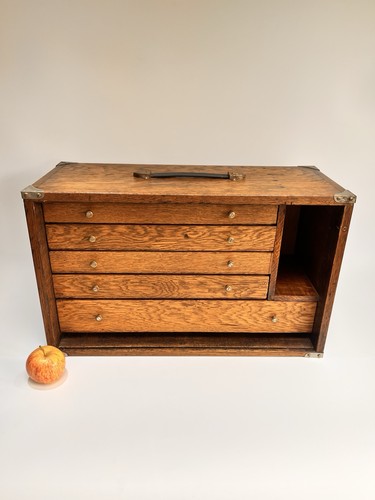 Vintage oak tool chest table - vintage,