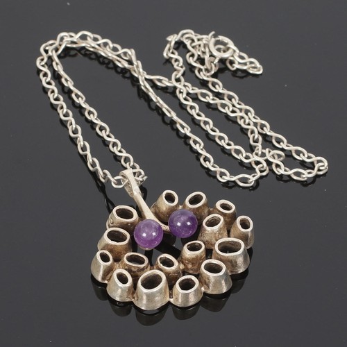 Silver and amethyst pendant - , by