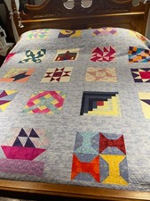 Handmade Large size Patchwork Quilt  / Throw - 90 inches x 90 inches. NEW