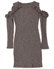 GUESS Womens Off Shoulder Jumper Dress UK 12 Medium Grey Flecked Viscose DH10