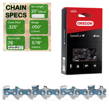 20" OREGON 95TXL078 Chainsaw Chain .325" .050" (1.3mm) 95TXL078E. Replaces 95VPX