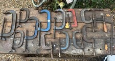 Selection of 14 G Clamps Various Sizes Lengths Record, Woden, Uniclamp Paramo