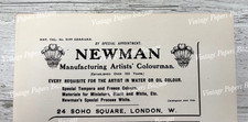 Newman Manufacturing Artists Colourman Art Materials London 1906 print advert