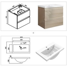 Gloss Oak Bathroom Vanity Unit