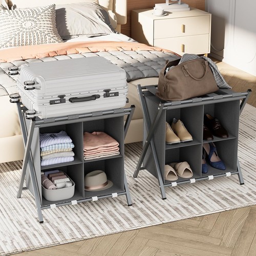 Folding metal luggage rack - metal,