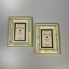 Set of Two Vintage Fleur de Lys Duck Egg Blue Floral Photo Frames