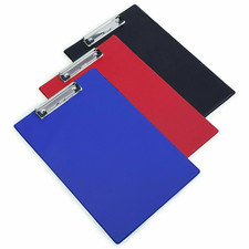 A4 FOOLSCAP CLIPBOARD Black Red Blue PVC CLIP BOARD Filing PVC