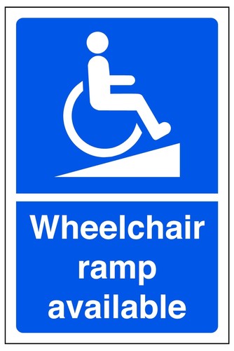 Wheelchair ramp available - wheelchair, sign