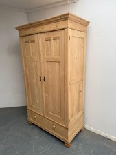A Tall &Narrow Victorian Antique Old Pine 2 Door Knockdown Wardrobe to Wax/Paint