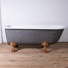 Antique French Cast Iron Lionfoot Bath Bathtub 1800s