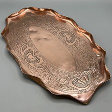 Antique Solid Copper Tray Cornish Art Nouveau J & F Pool Hayle Hand Made c1910