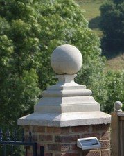 gatepost top  stone  pier cap pair  finials LARGE BALLS  ( READ DESCRIPTION  )