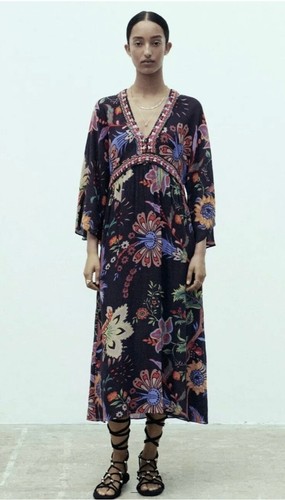 Zara printed midi dress small - zara,