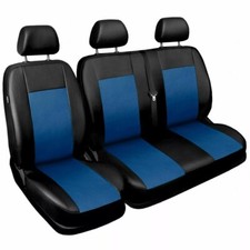 Van seat covers comfort fit VW Crafter 2+1 leatherette black - blue