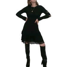 TWINSET by Simona barbieri Wool dress made in italy size M uk 10 12 black