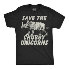 Mens Funny T Shirts Save The Chubby Unicorns Sarcastic Rhino Graphic Novelty Tee