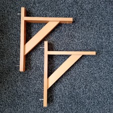 Set of 2 Solid Pine Wooden Shelf Brackets Gallows Size - 180mm x 30mm - VGC.