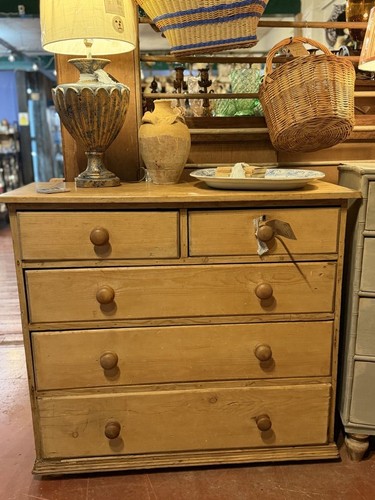 Antique pine chest drawers - pine,