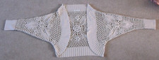 GEORGE WOMENS BEIGE CROTCHET 3/4 SLEEVE BOLERO WITH COLLAR.SIZE MEDIUM 44"PIT-PT