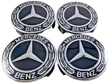 4x Mercedes Black Alloy Wheel Centre Hub Caps 75mm A B C E S M Class ML CLA SLK
