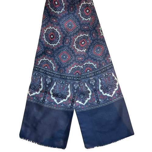 Mens silk cravat navy - silk,