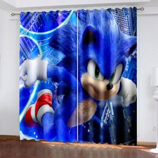 Kids Sonic The Hedgehog 3D Thick Blackout Curtains Thermal Ring Top Eyelet Gift
