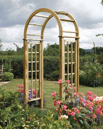 Wooden garden archway rounded - wooden,