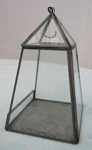 Vintage leaded glass terrarium - glass,