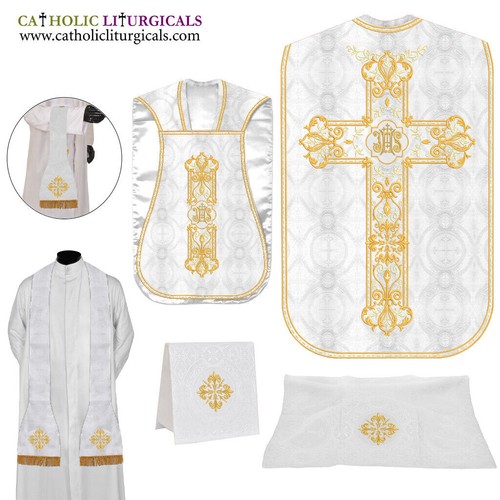 New white roman chasuble - roman,