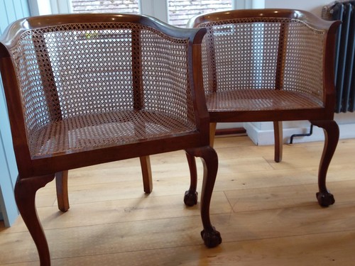 Pair bergère cane tub - pair,