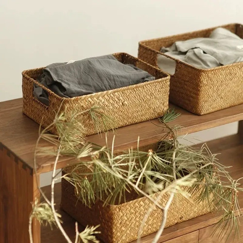Vintage woven seagrass storage - vintage,