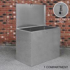 Large Feed Bins Storage 64L Galvanised Metal Waterproof Outdoor Animal Lockable