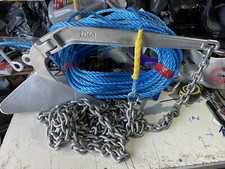 7kg Plough - CQR  style boat anchor Kit 5 metres Of 8mm chain 150ft 10mm rope