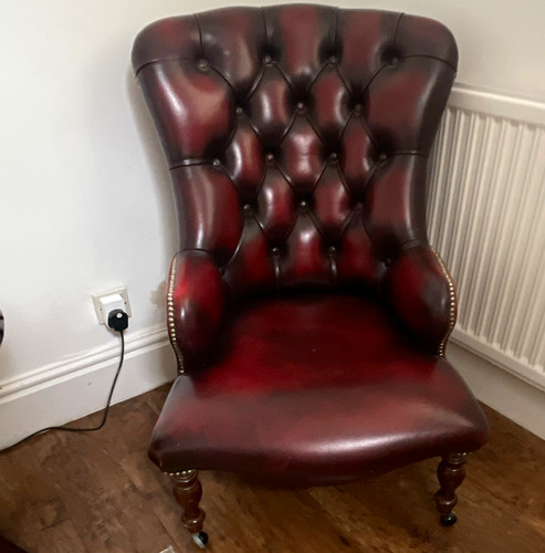 Burgundy leather chesterfield - burgundy,