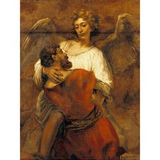 Rembrandt Jacob Wrestling With The Angel Large Canvas Art Print