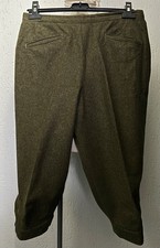 Men’s 1950s European Workwear Breeches Plus Fours Green Wool Tweed Vintage 30W