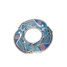 Sterling Silver Blue And Turquoise Celtic 3 Birds Scarf Ring 