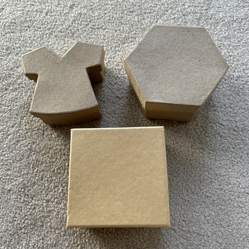 Brown paper mache boxes - 3,