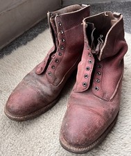 Vintage WWII Military British Army Officer Leather Field Ankle Boots Size 9/10