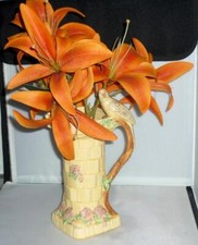 LOVELY VINTAGE ART DECO WADE HEATH FLAXMAN WARE YELLOW BUDGIE BIRD BATH JUG VASE